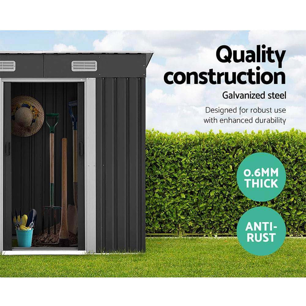 1.94 x 1.21m metal Tool Shed - Grey