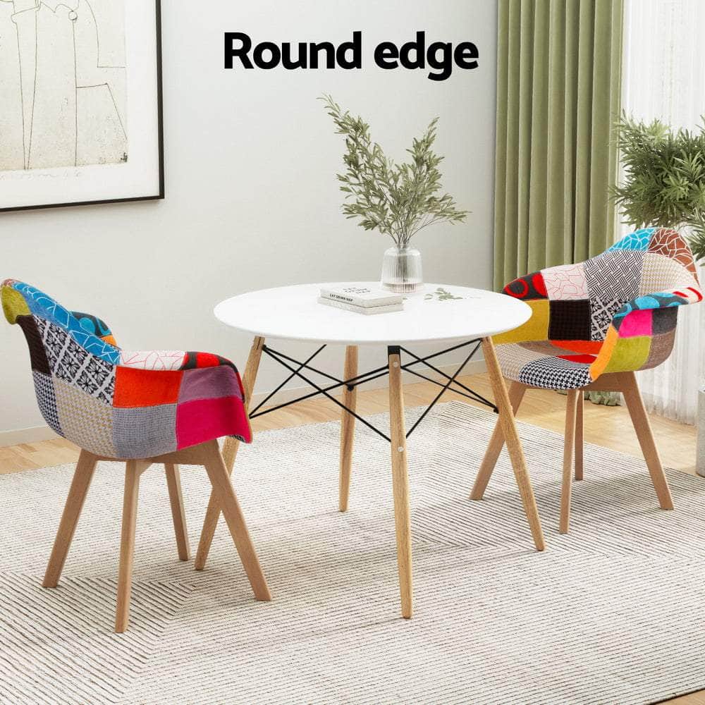 1 Dining Table and 2 Chairs Set DSW 90cm