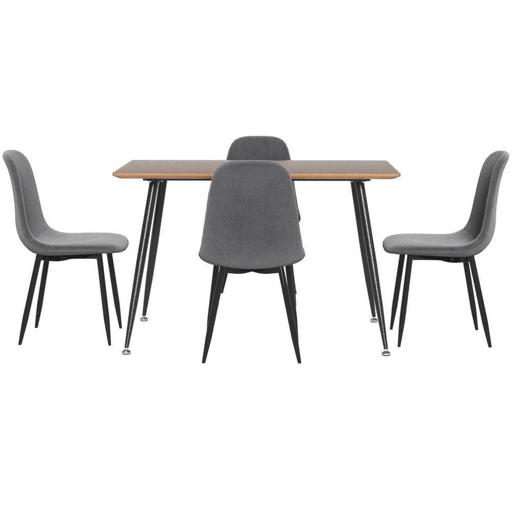 1 Dining Table and 4 Chairs Set Grey Metal