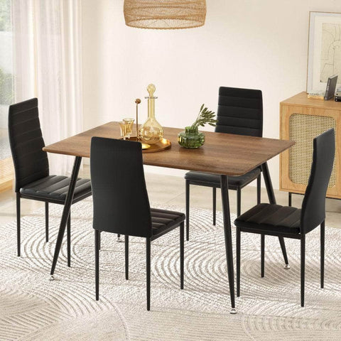 1 Dining Table and 4 Chairs Set Rectangle Metal