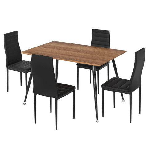 1 Dining Table and 4 Chairs Set Rectangle Metal