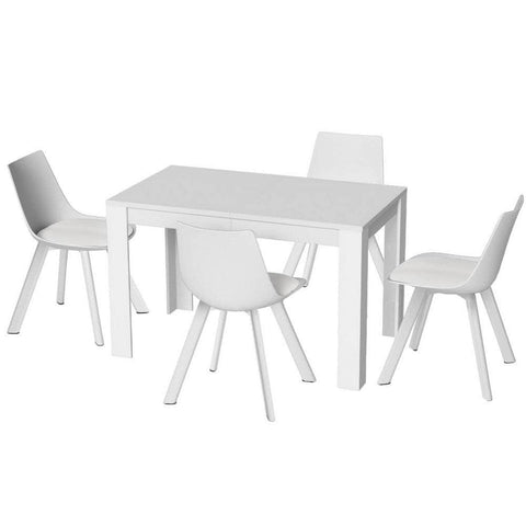 1 Dining Table and 4 Chairs Set Rectangle White