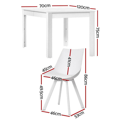 1 Dining Table and 4 Chairs Set Rectangle White