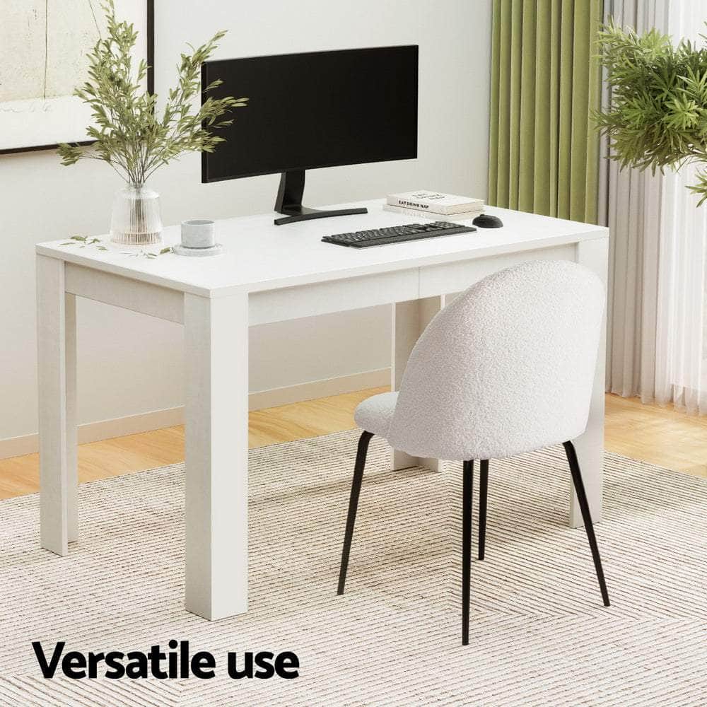 1 Dining Table and 4 Chairs Set White Sherpa