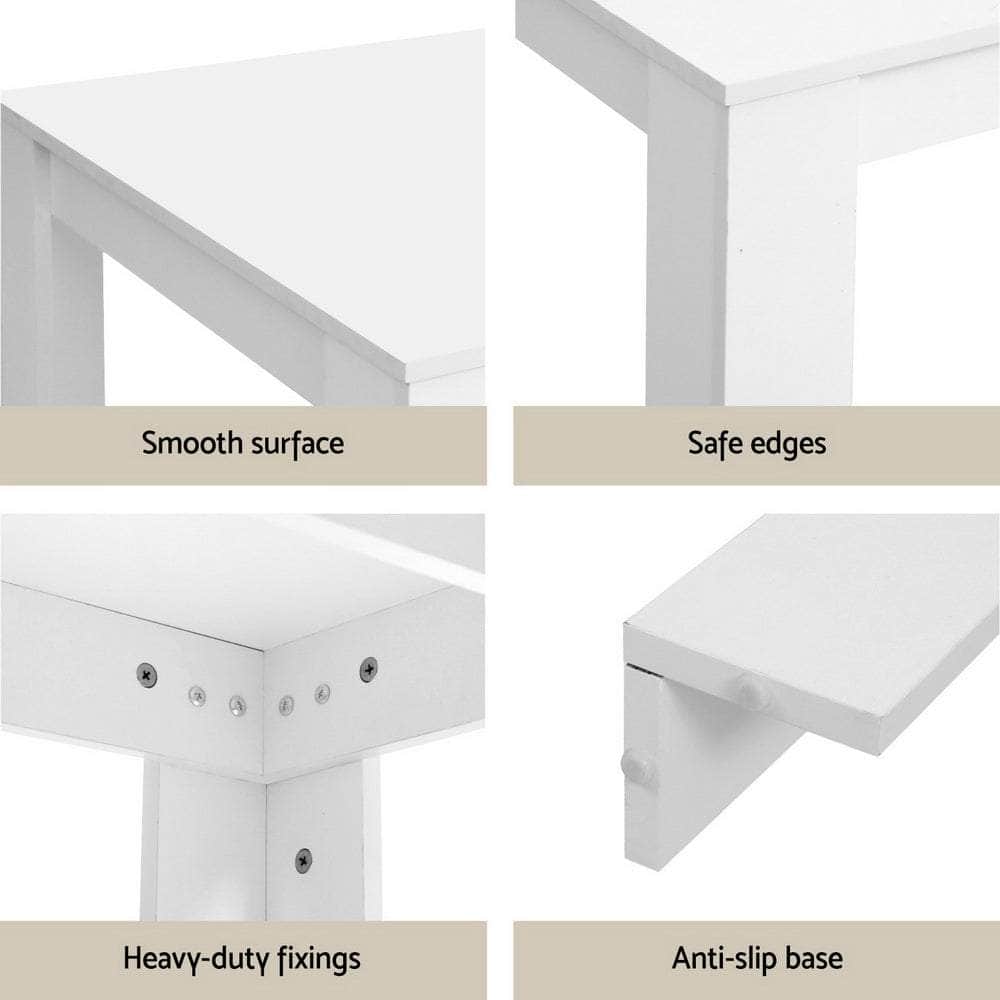 1 Dining Table and 4 Chairs Set White Wood