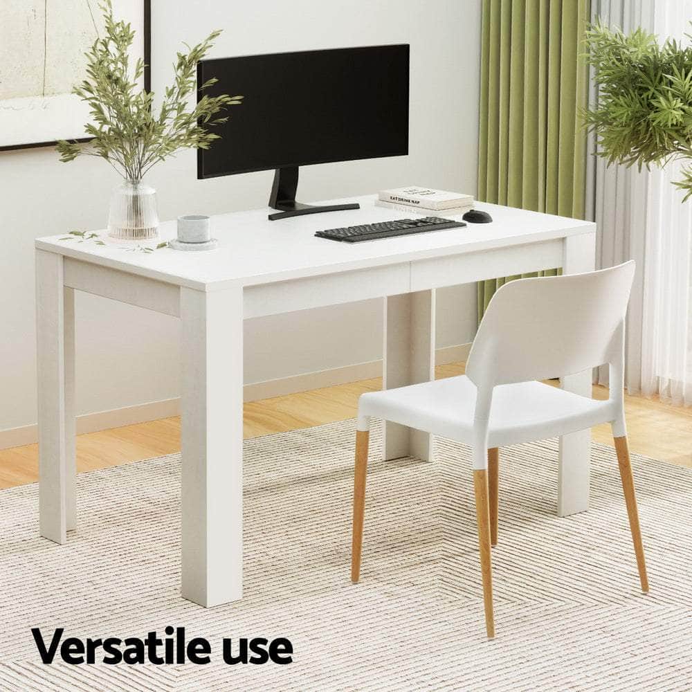 1 Dining Table and 4 Chairs Set White Wood
