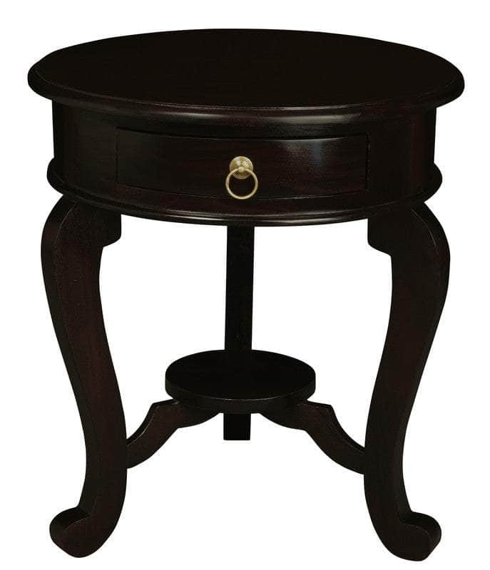 1 Drawer Solid Mahogany Timber Lamp Table (Chocolate)