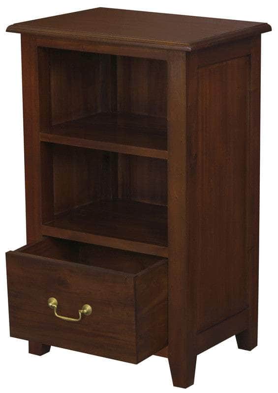 1 Drawer Solid Timber Lamp Table- Chocolate/Mahogany/White