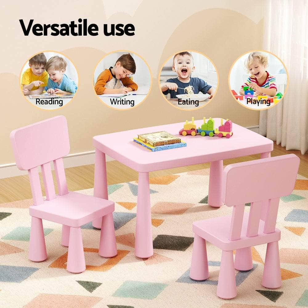 1 Kids Table and 2 Chairs Set Blue/Pink