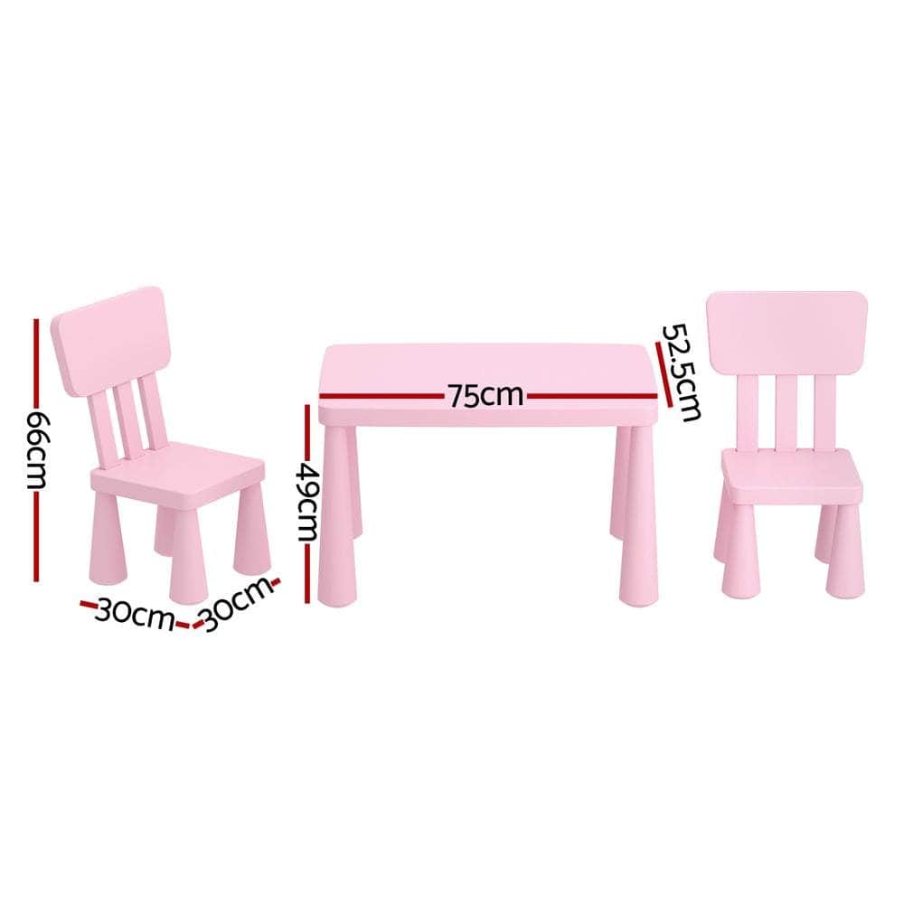 1 Kids Table and 2 Chairs Set Blue/Pink
