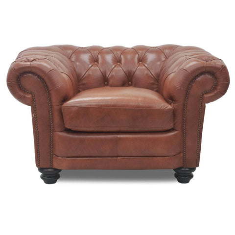 1 Seater Genuine Leather Sofa Chestfield Lounge Couch - Butterscotch