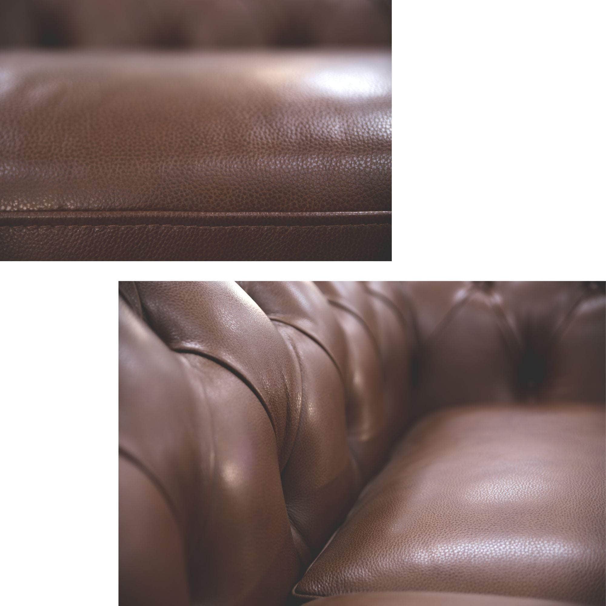 1 Seater Genuine Leather Sofa Chestfield Lounge Couch - Butterscotch