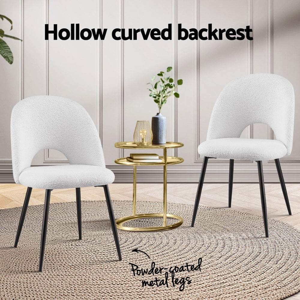 1 Set of 2 Dining Chair Boucle Sherpa