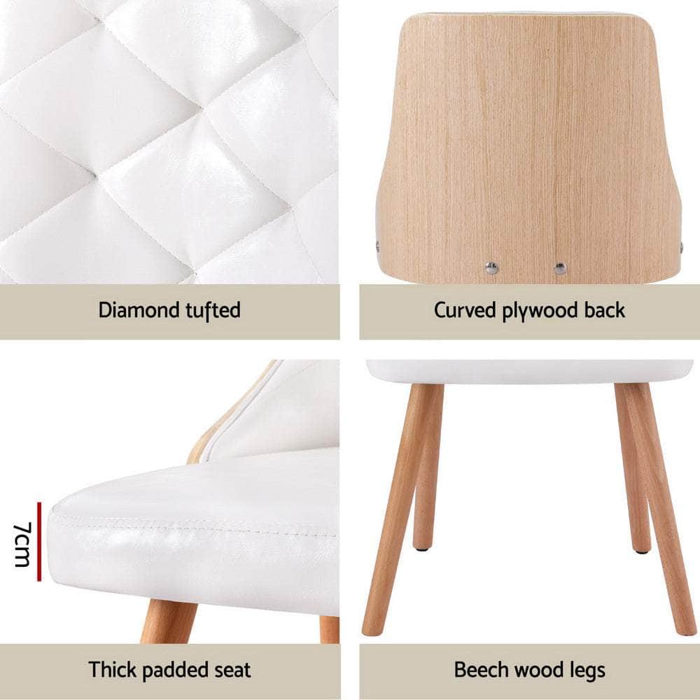 1 Set of 2 Dining Chairs Black/White PU