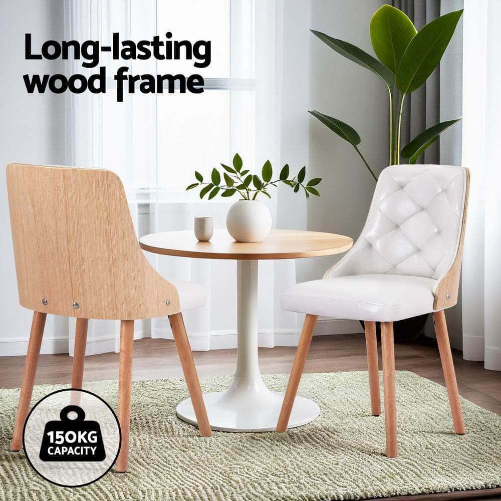 1 Set of 2 Dining Chairs Black/White PU