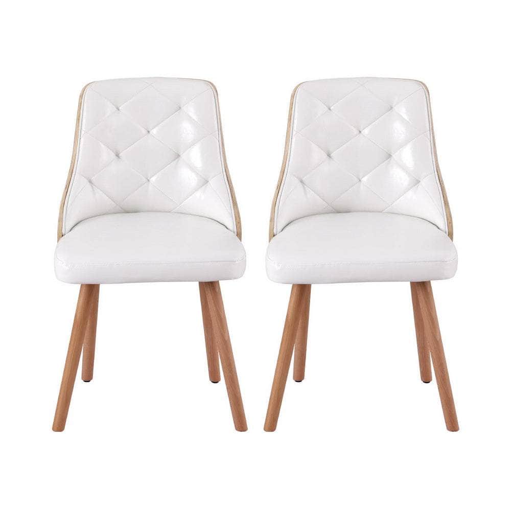 1 Set of 2 Dining Chairs Black/White PU