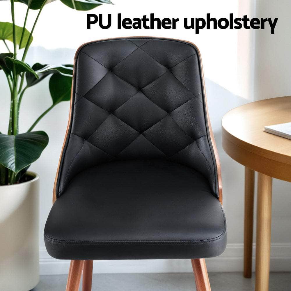 1 Set of 2 Dining Chairs Black/White PU