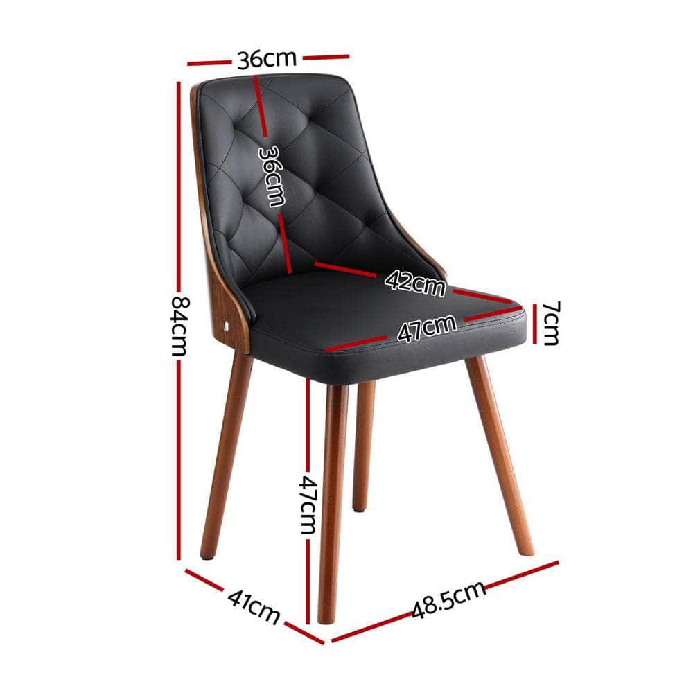 1 Set of 2 Dining Chairs Black/White PU