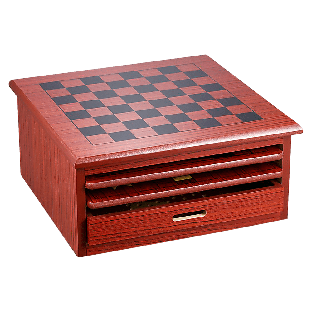 10 in 1 Wooden Chess Board Games Slide Out Best Checkers House Unit Set