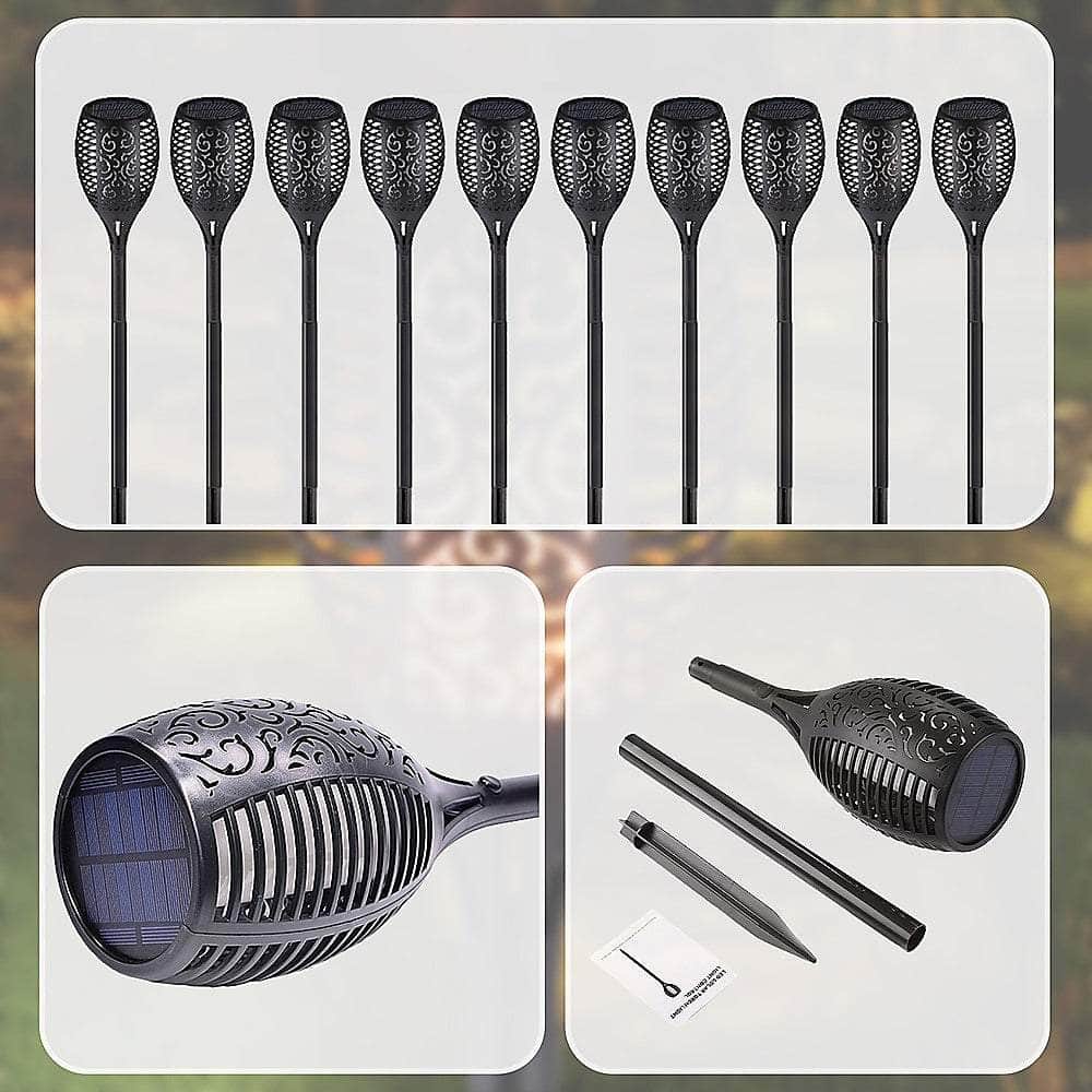 10-Pack Solar Torch Lights With 96 Led Flickering Flame
