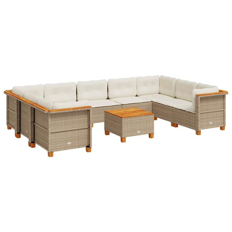 Beige colour - 10 Piece Garden Sofa Set with Cushions Beige - Poly Rattan