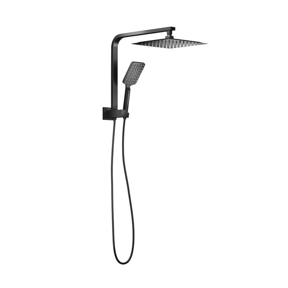 10" Rain Shower Head Set Square 3-Mode Gooseneck Chrome