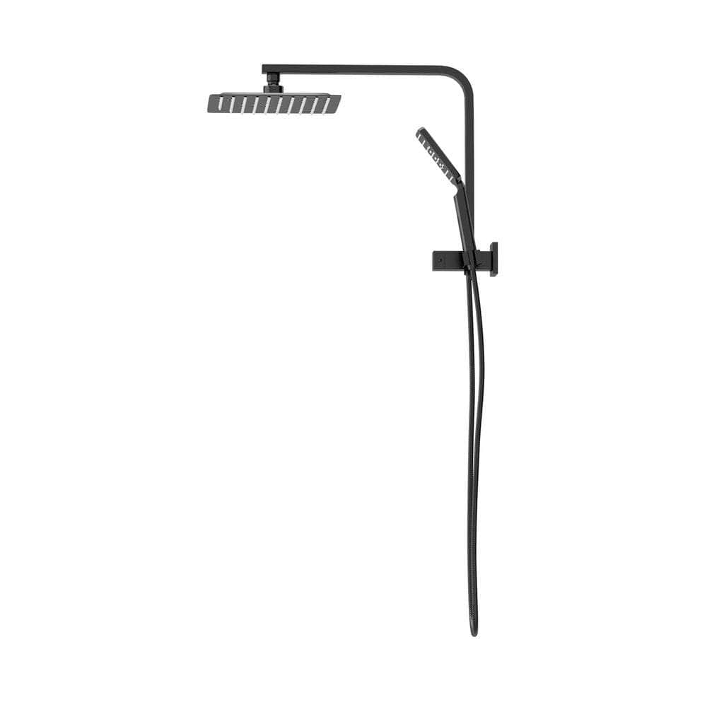 10" Rain Shower Head Set Square 3-Mode Gooseneck Chrome