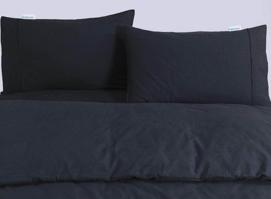 100% Egyptian Cotton Vintage Washed 500TC Charcoal Queen Quilt Cover Set