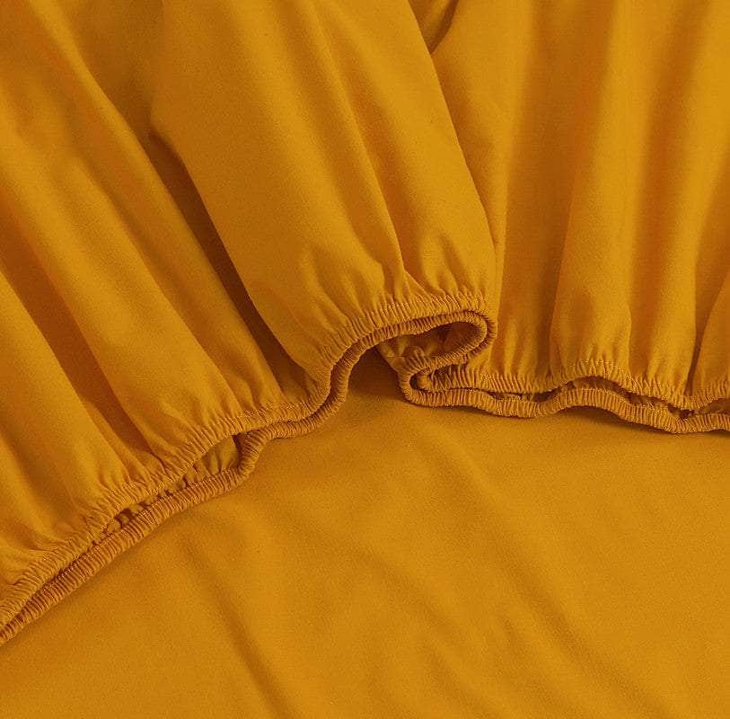 100% Egyptian Cotton Vintage Washed 500TC Mustard 50 cm Deep Mega King Bed Sheets Set