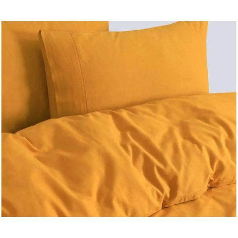 100% Egyptian Cotton Vintage Washed 500TC Mustard King Quilt Cover Set