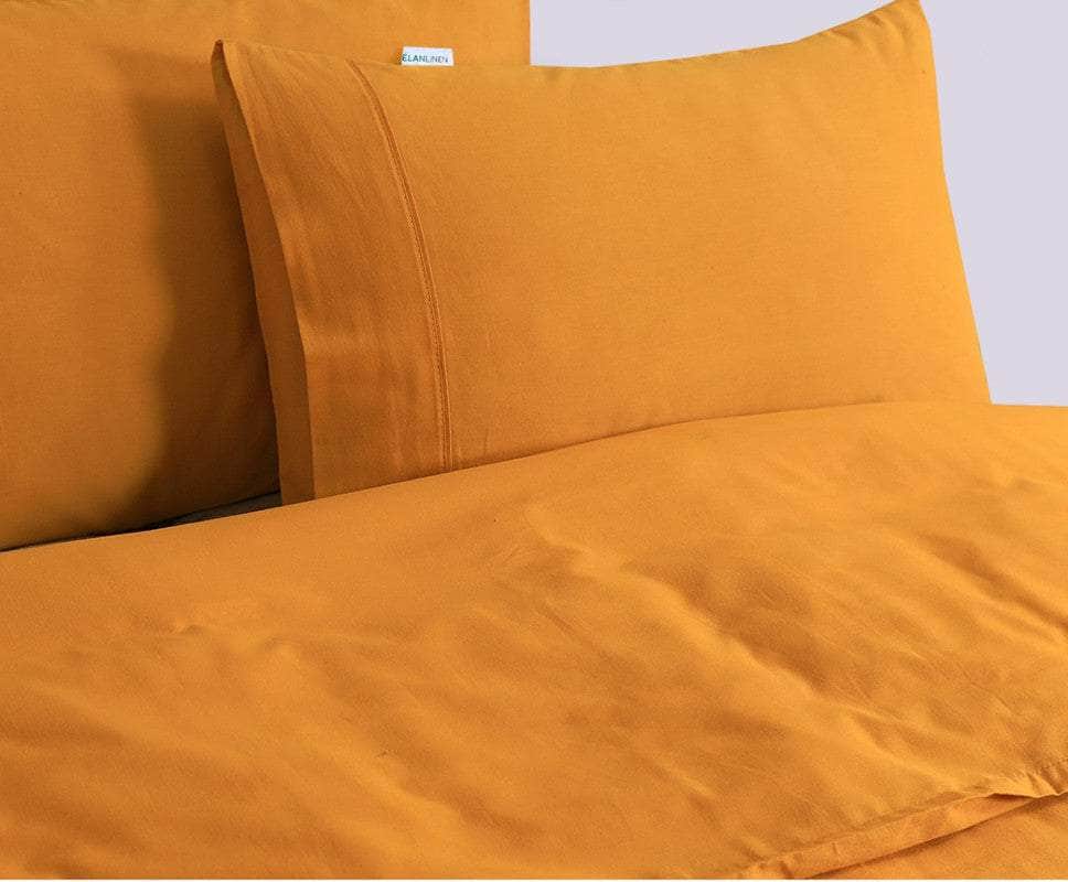 100% Egyptian Cotton Vintage Washed 500Tc Mustard Queen Quilt Cover Set