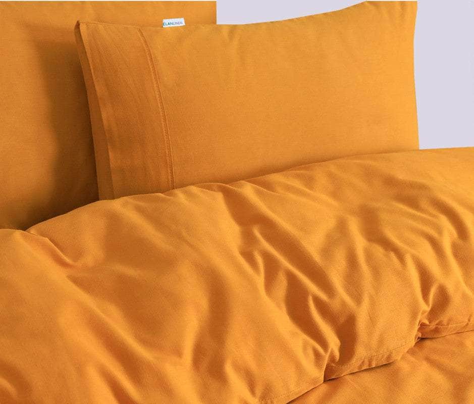 100% Egyptian Cotton Vintage Washed 500Tc Mustard Queen Quilt Cover Set