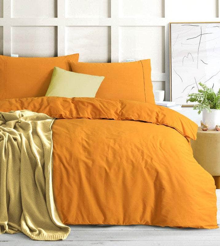 100% Egyptian Cotton Vintage Washed 500Tc Mustard Queen Quilt Cover Set