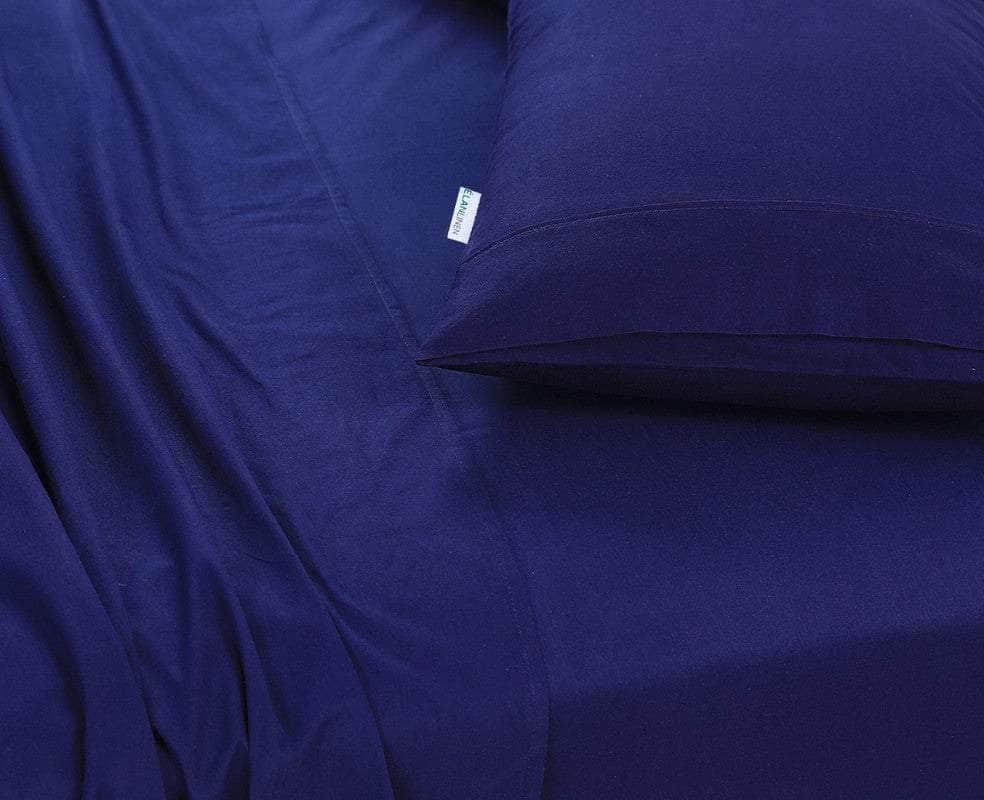 100% Egyptian Cotton Vintage Washed 500TC Navy Blue 50 cm Deep Mega King Bed Sheets Set
