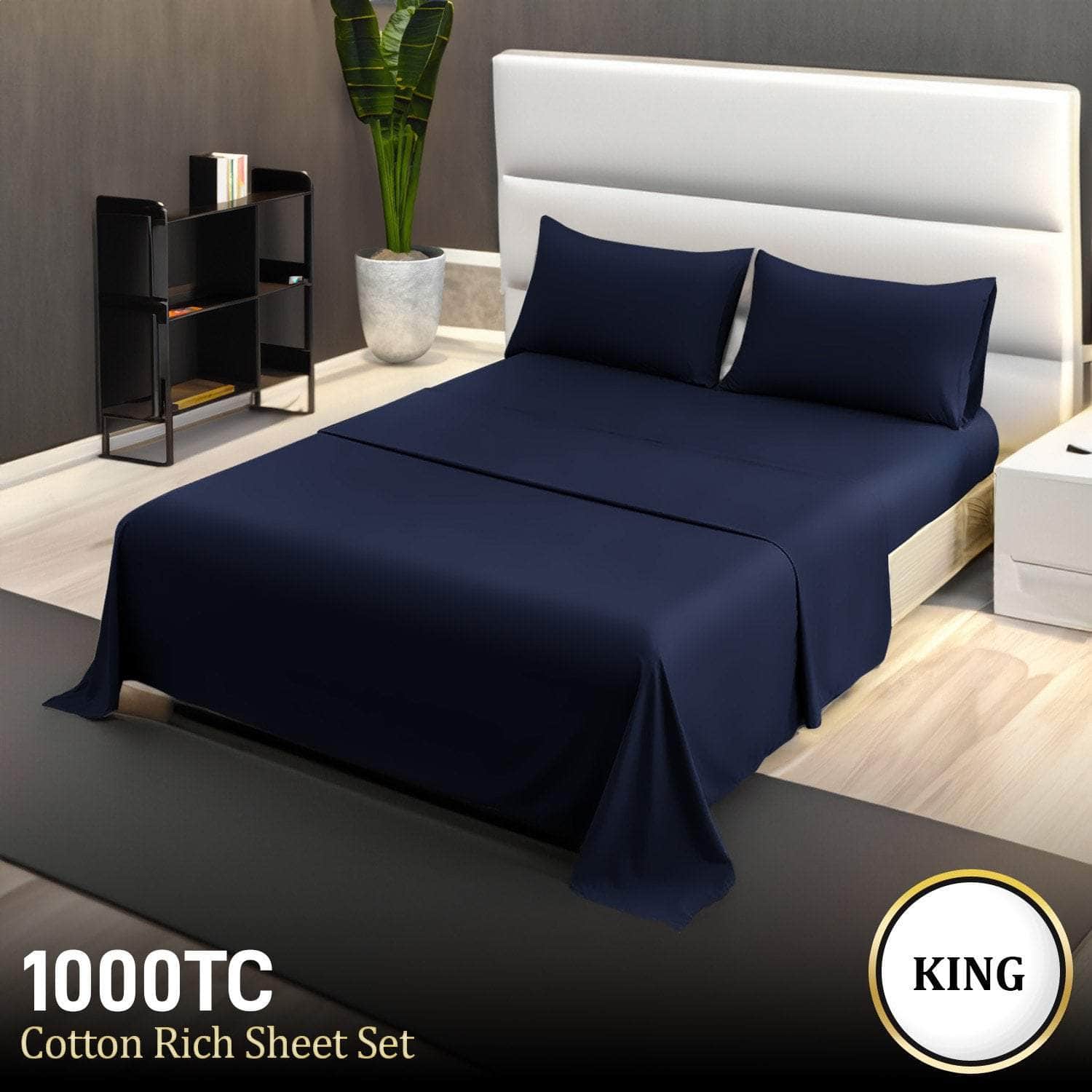 1000 Thread Count King Bed Sheets - 4-Piece Set
