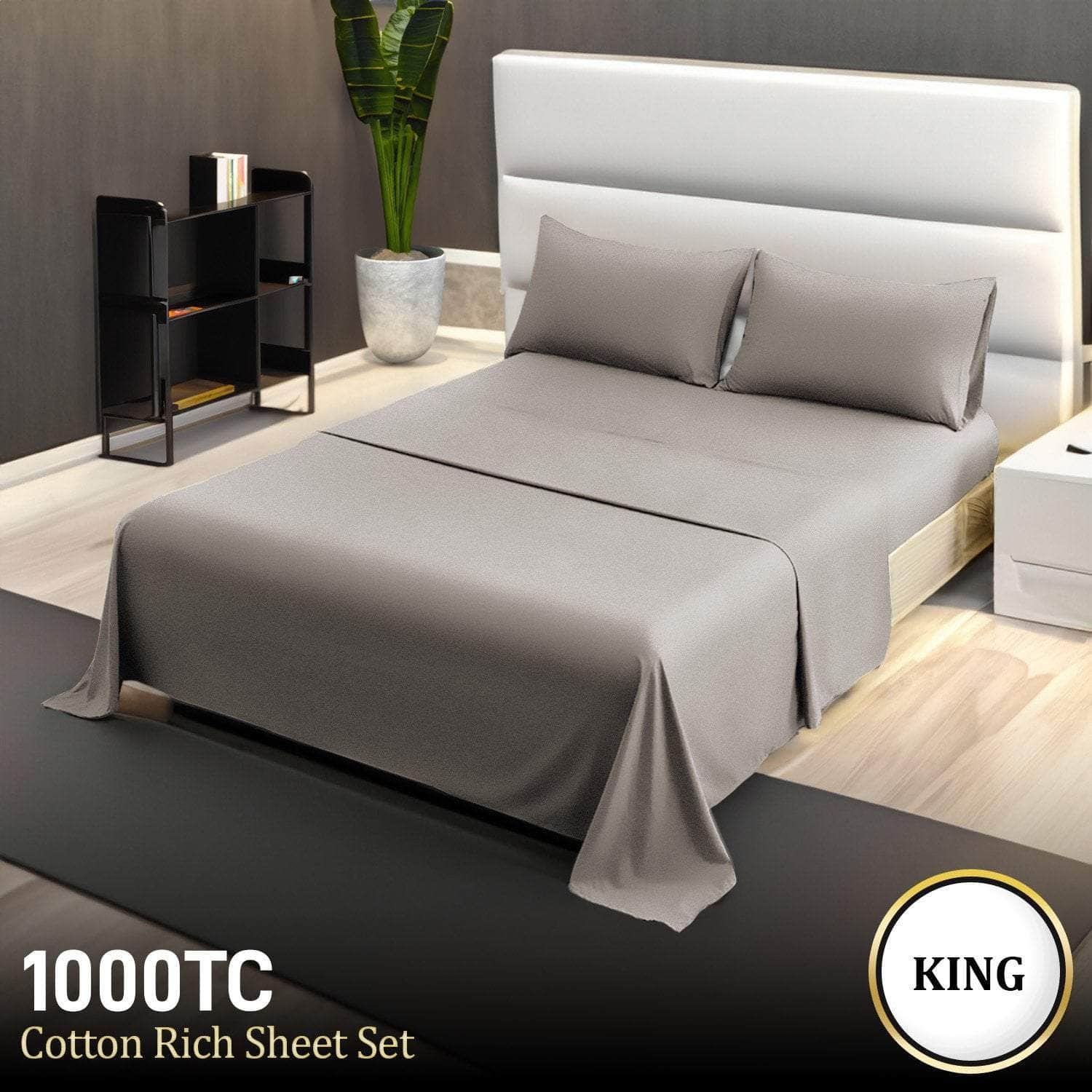 1000 Thread Count King Bed Sheets - 4-Piece Set