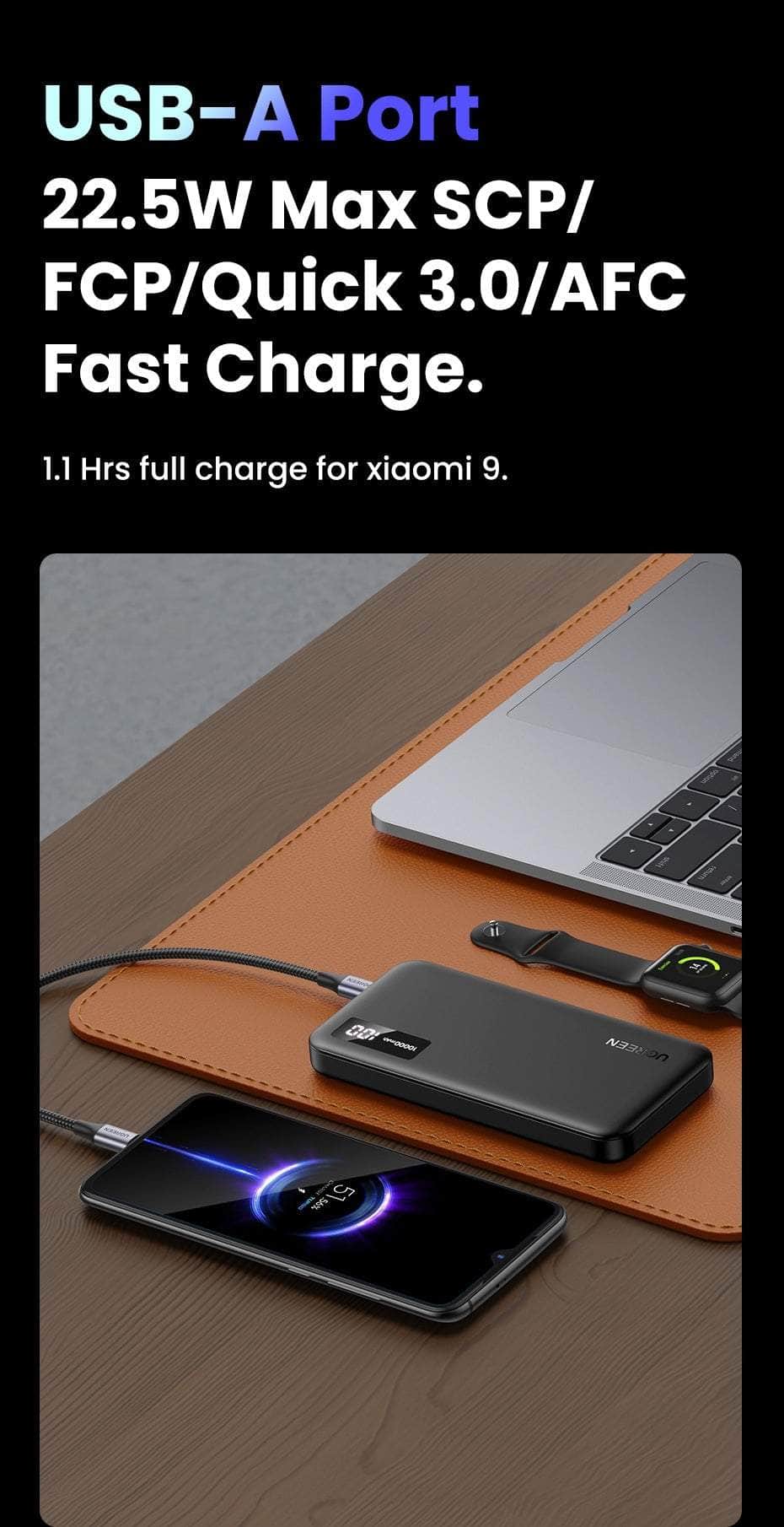 10000Mah Two-Way Fast Charging Power Bank Black