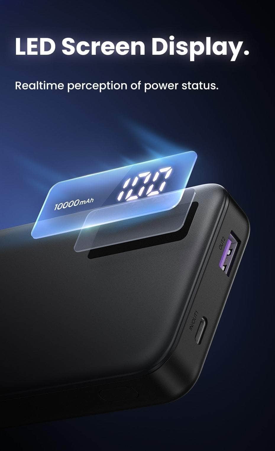 10000Mah Two-Way Fast Charging Power Bank Black