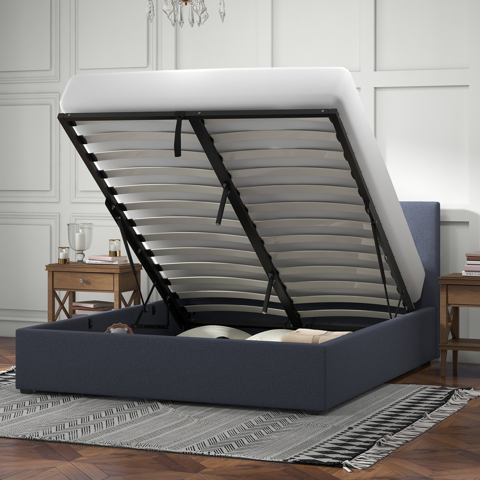 Gas Lift Bed Frame Charcoal 200x102x87.5cm