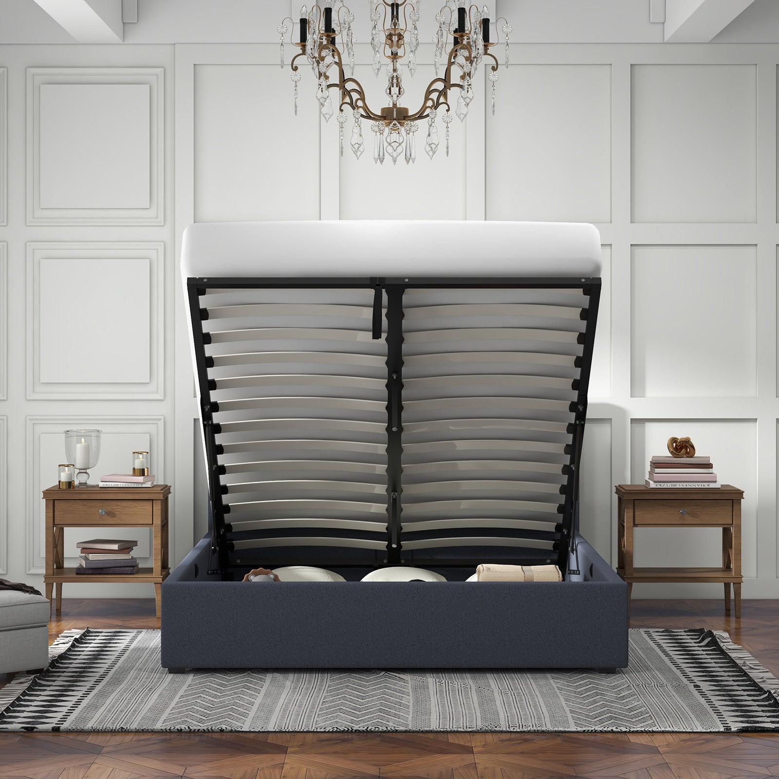 Gas Lift Bed Frame Charcoal 200x102x87.5cm