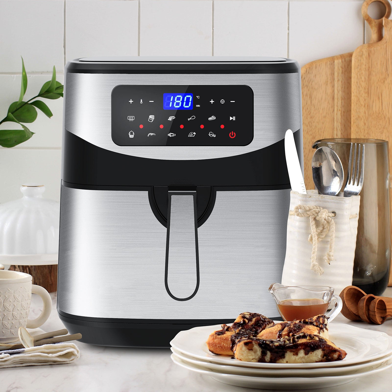 Kitchen Couture 12L Digital Air Fryer Oven Cooker Rotisserie Silver