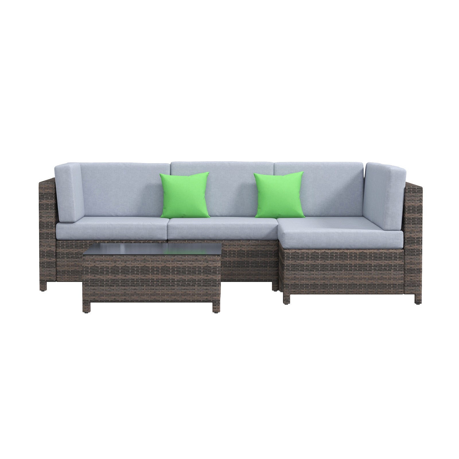 Flexible 5-Piece Oatmeal and Black Rattan Sofa Set