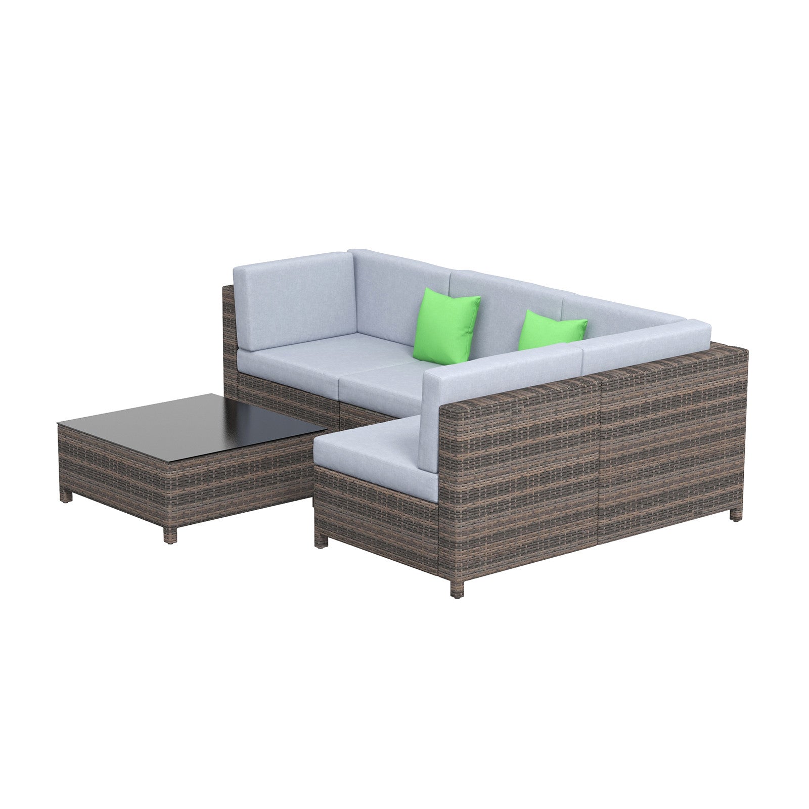 Flexible 5-Piece Oatmeal and Black Rattan Sofa Set