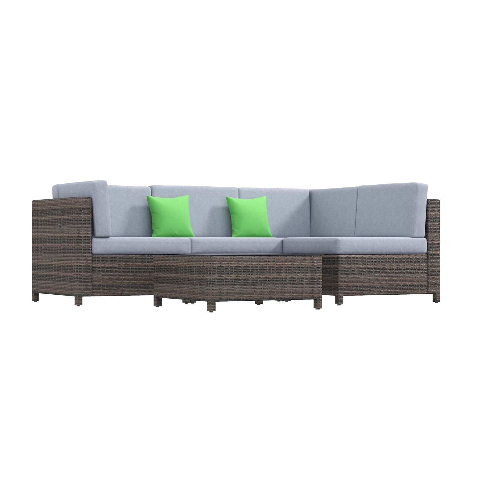 Flexible 5-Piece Oatmeal and Black Rattan Sofa Set