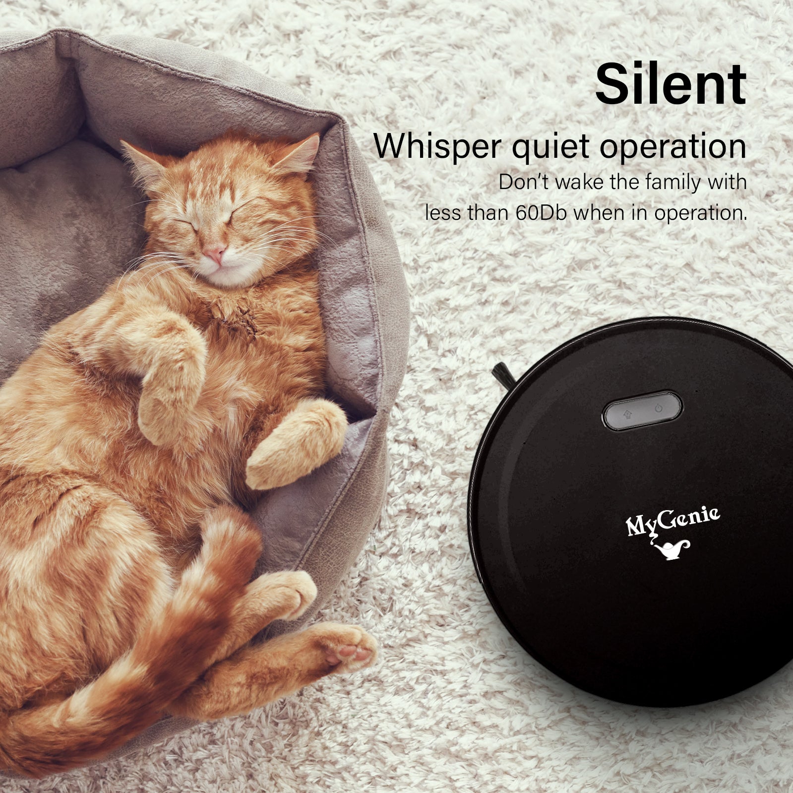 Genie Smart Robotic Vacuum Cleaner Auto Suction Mop App Control Black