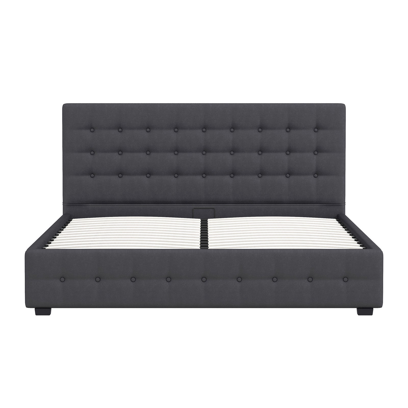 Single Gas Lift Storage Bed Upholstered Bedroom Dark Grey Frame