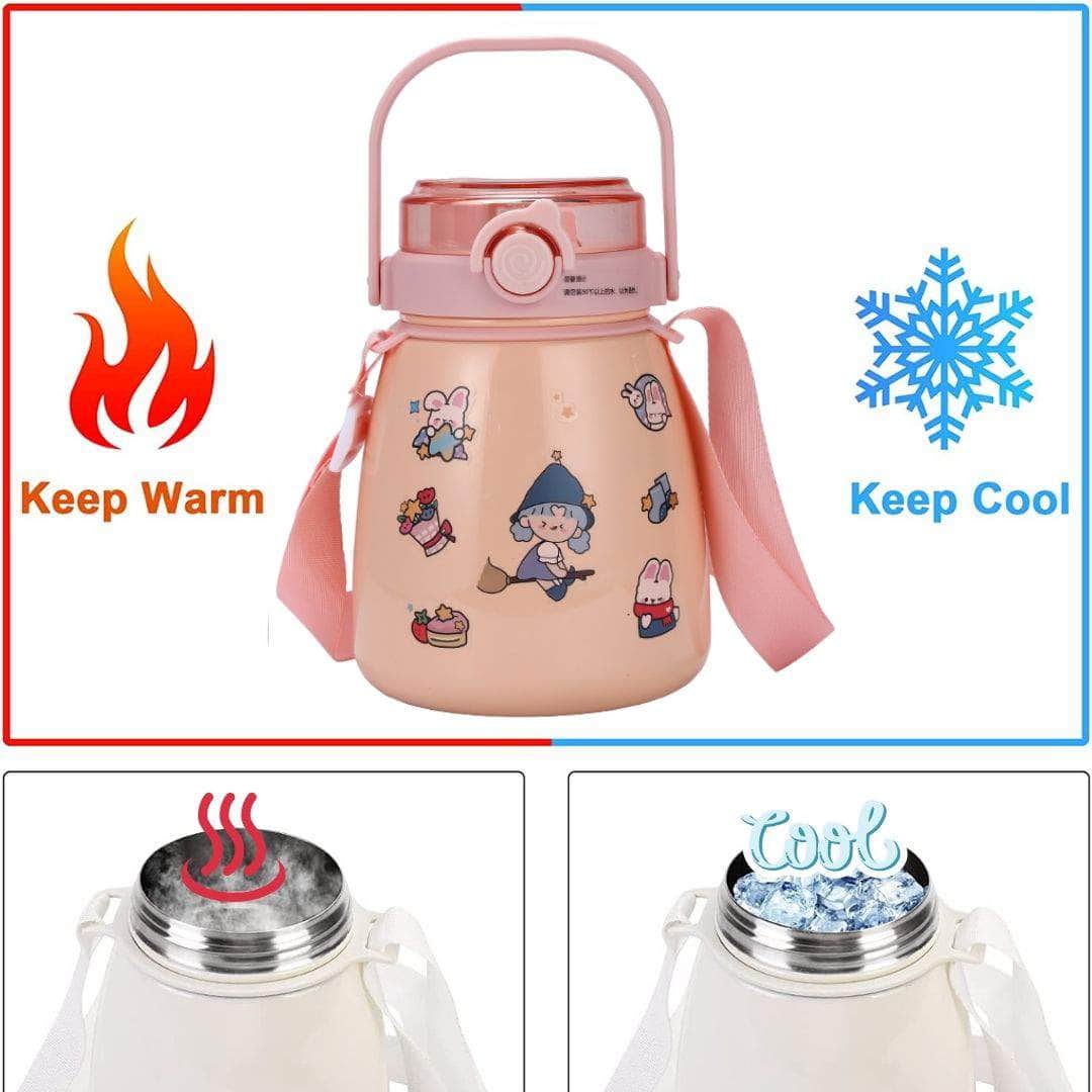 1000Ml Large Water Bottle Stainless Steel Straw Water Jug With Free Sticker Packs