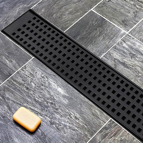 1000Mm Bathroom Shower Black Floor Waste Square Pattern
