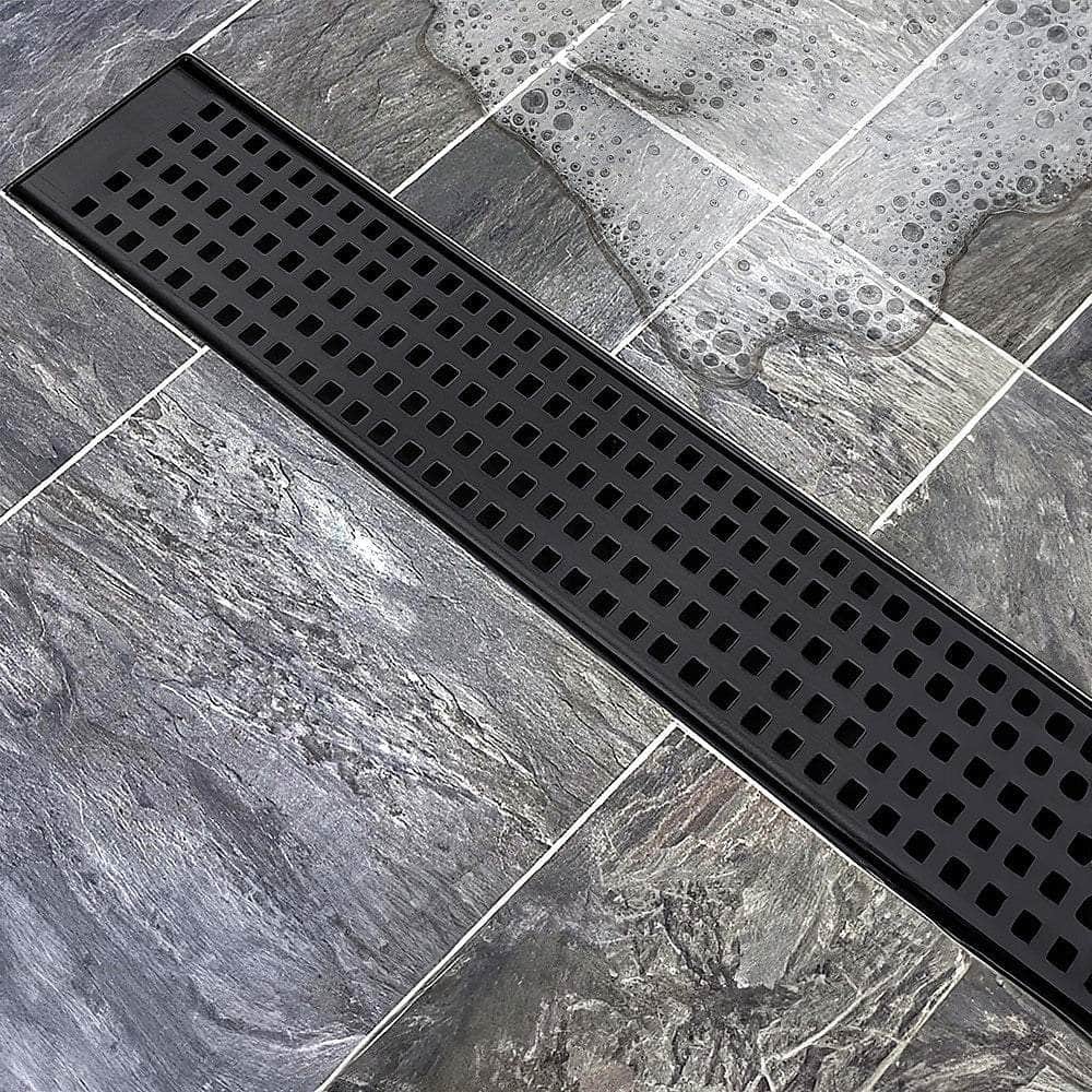 1000Mm Black Grate Shower Drain Square Pattern