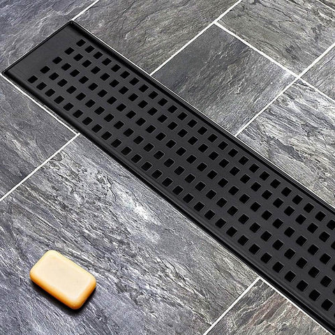 1000Mm Black Grate Shower Drain Square Pattern